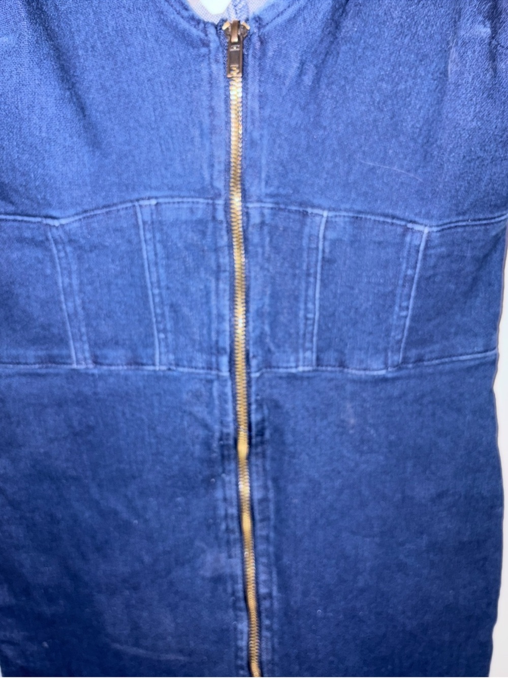 7th & Hudson Women's Dark Wash Full Zip Front Denim Bodycon Mini Dress Stretch M - Picture 4 of 9